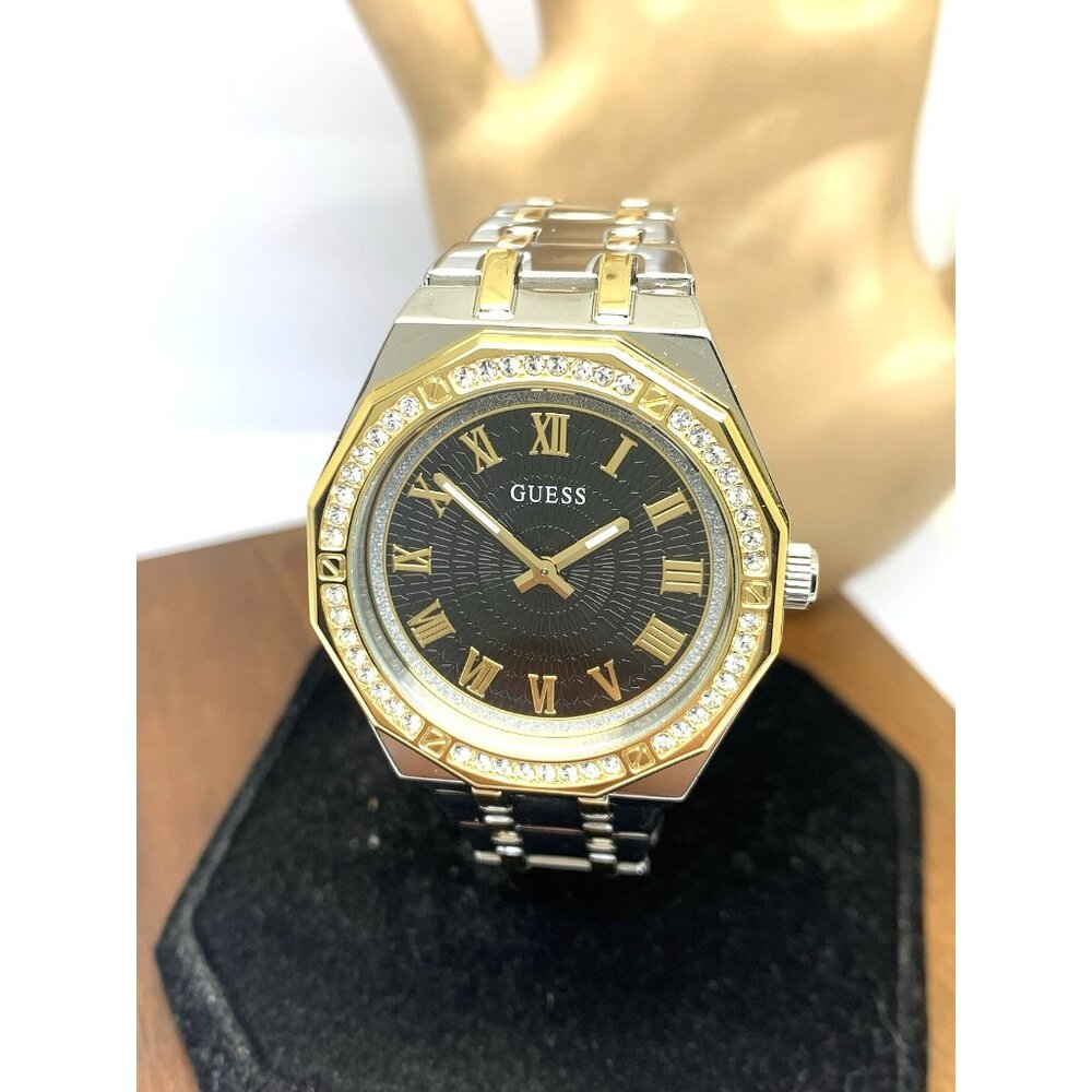Guess Womens Watch GW0770L4 Quartz Black Dial Gemmed 2-Tone Stainless Steel 36mm - Picture 1 of 14